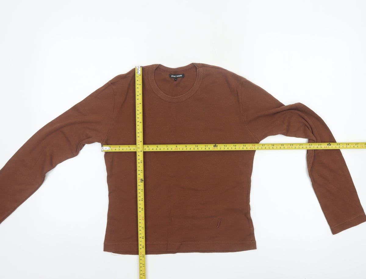 Jeffrey Rogers Women’s Brown L Basic Cotton Long Sleeve T-Shirt