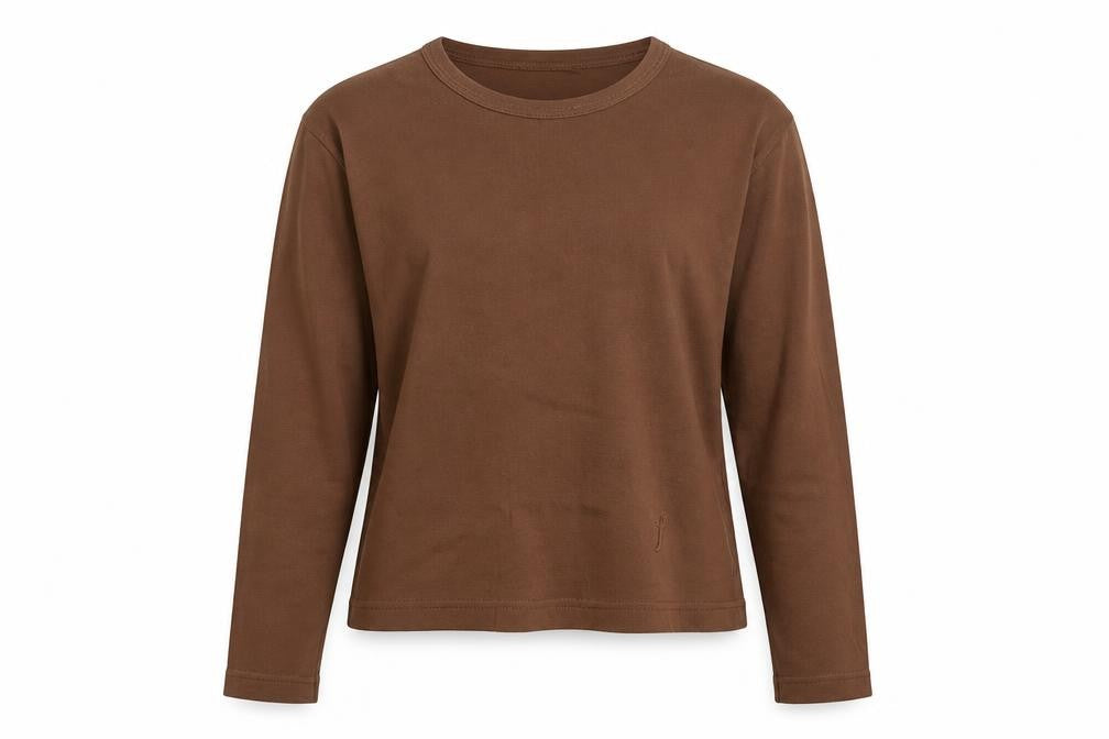 Jeffrey Rogers Women’s Brown L Basic Cotton Long Sleeve T-Shirt