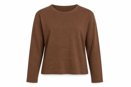 Jeffrey Rogers Women’s Brown L Basic Cotton Long Sleeve T-Shirt