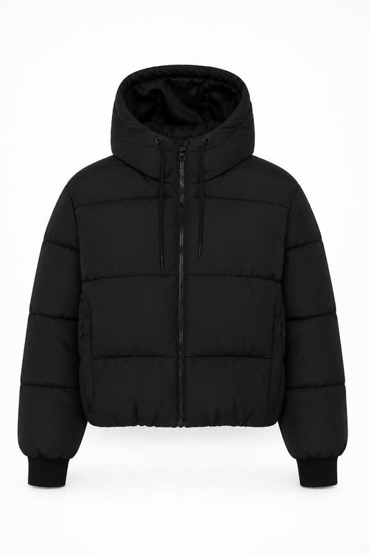 MONKI Women’s Black S Hooded Quilted Puffer Jacket