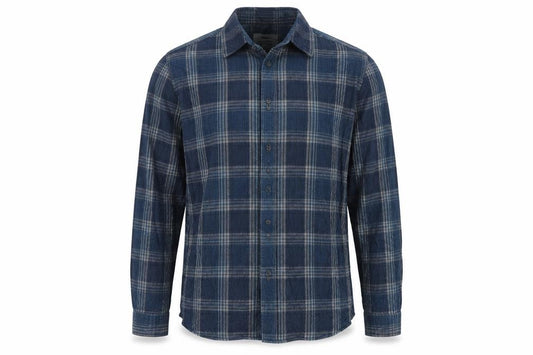 Marks & Spencer Men's Blue L Regular Plaid Cotton Long Sleeve Shirt