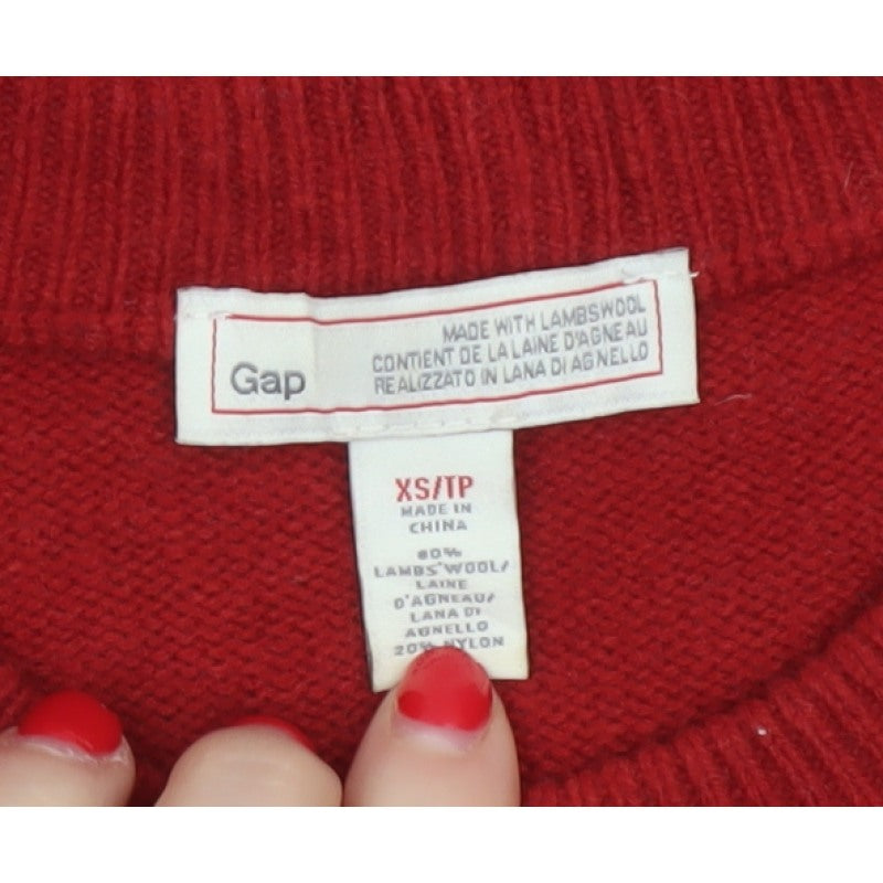 Gap Men Red XS Lambswool Crew Neck Pullover Jumper