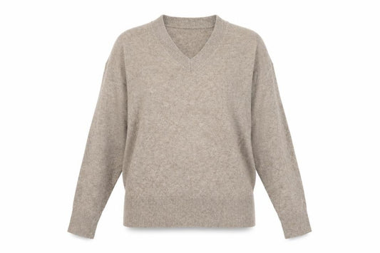 Marks and Spencer Women’s Beige V-Neck Knit Jumper Size S