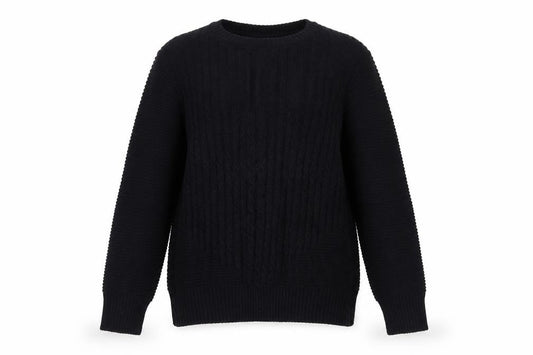 The British Jumper Company Women Black S Cable Knit Crew Neck Jumper