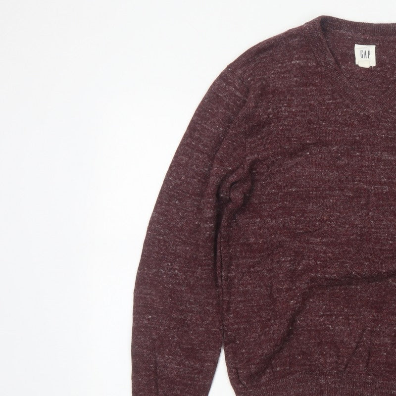 Gap Men’s Red Marl V-Neck Knit Pullover Jumper XS