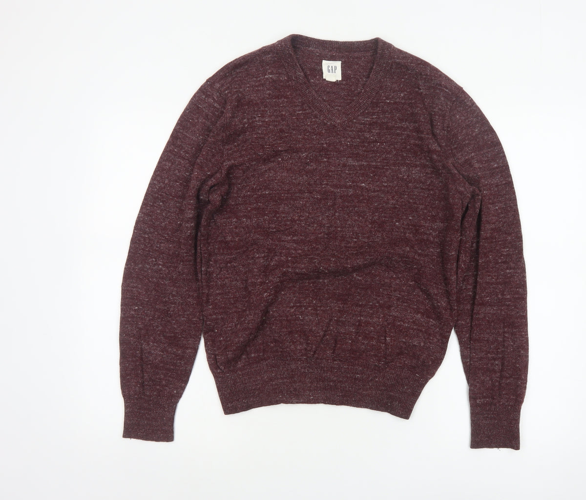 Gap Men’s Red Marl V-Neck Knit Pullover Jumper XS