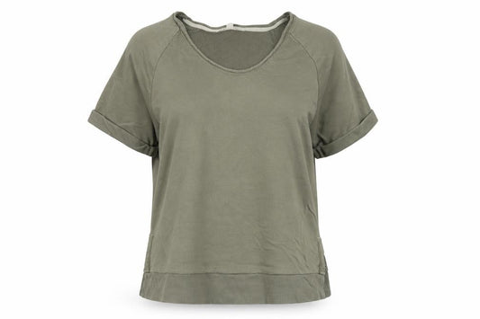 Per Una Women Green M Short Sleeve Cotton Pocket T-Shirt