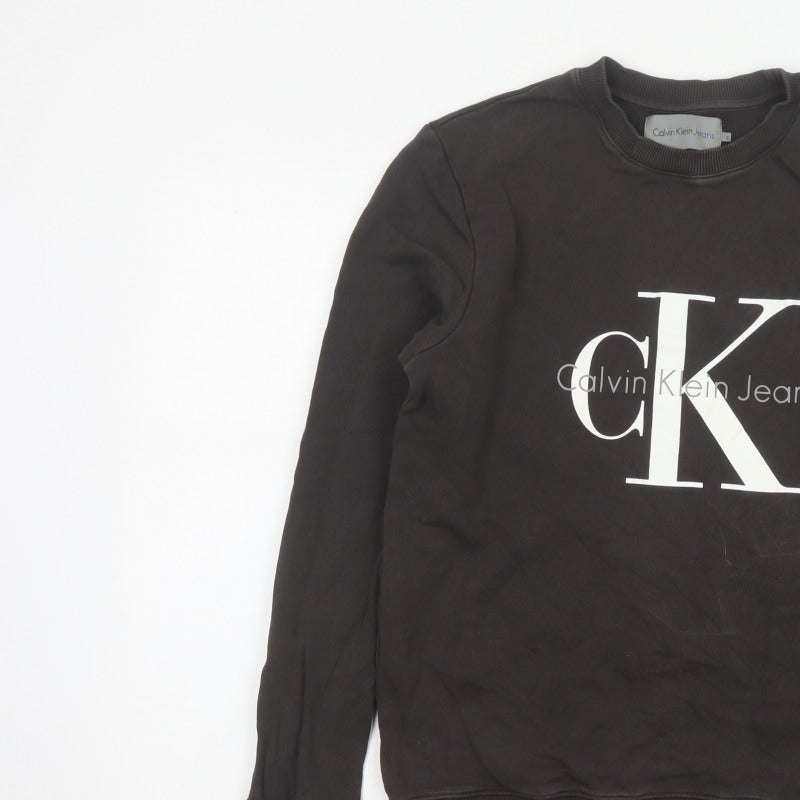 Calvin Klein Jeans Men’s Black S CK Logo Graphic Pullover Sweatshirt