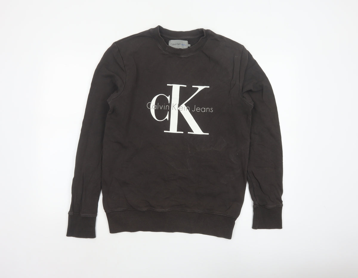 Calvin Klein Jeans Men’s Black S CK Logo Graphic Pullover Sweatshirt