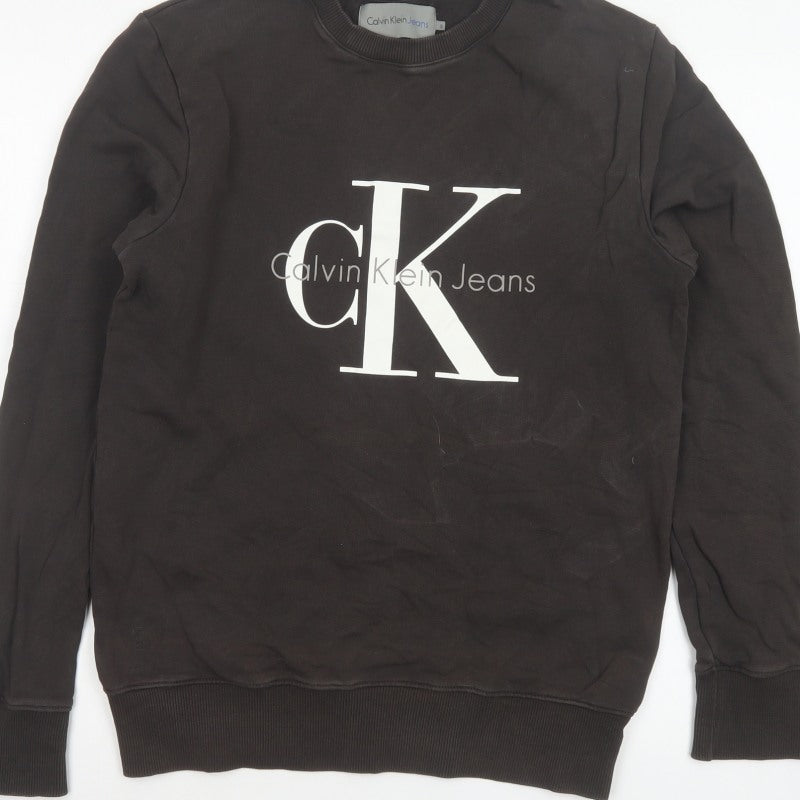 Calvin Klein Jeans Men’s Black S CK Logo Graphic Pullover Sweatshirt