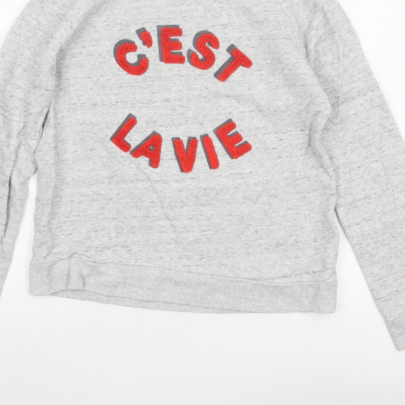 Whistles Women’s Grey S C’est La Vie Embroidered Pullover Sweatshirt