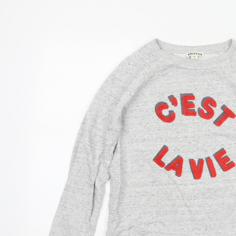 Whistles Women’s Grey S C’est La Vie Embroidered Pullover Sweatshirt