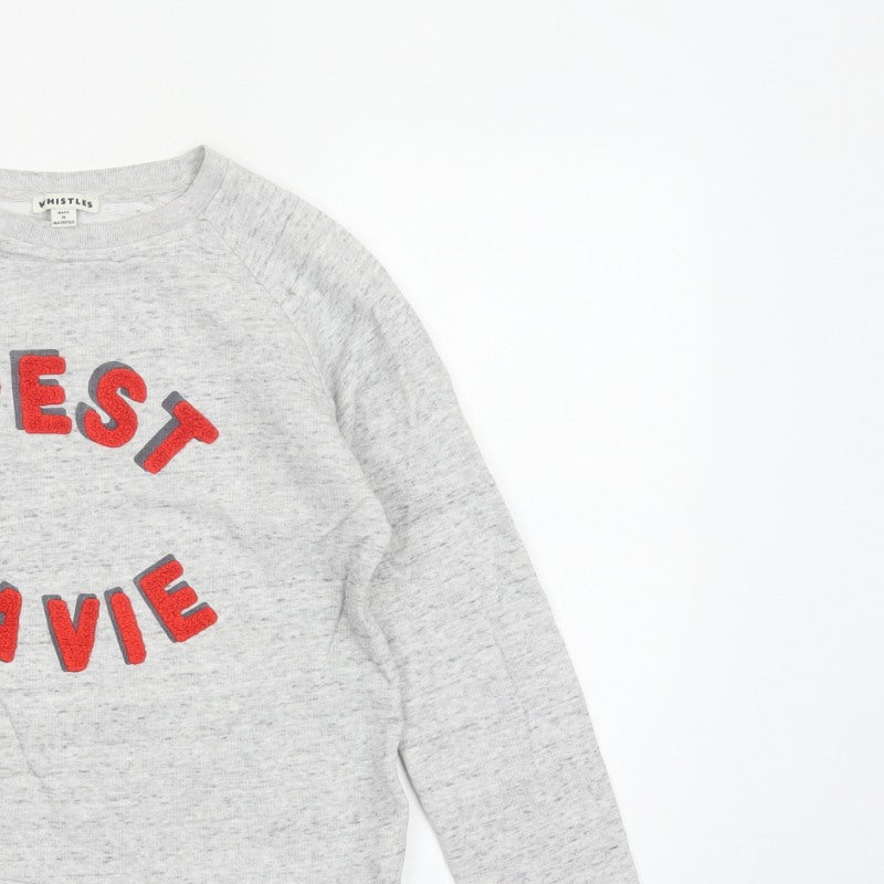 Whistles Women’s Grey S C’est La Vie Embroidered Pullover Sweatshirt