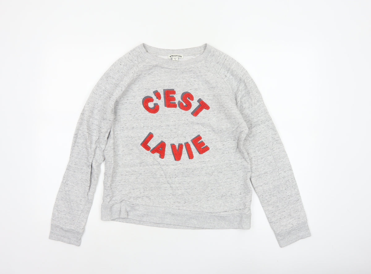 Whistles Women’s Grey S C’est La Vie Embroidered Pullover Sweatshirt