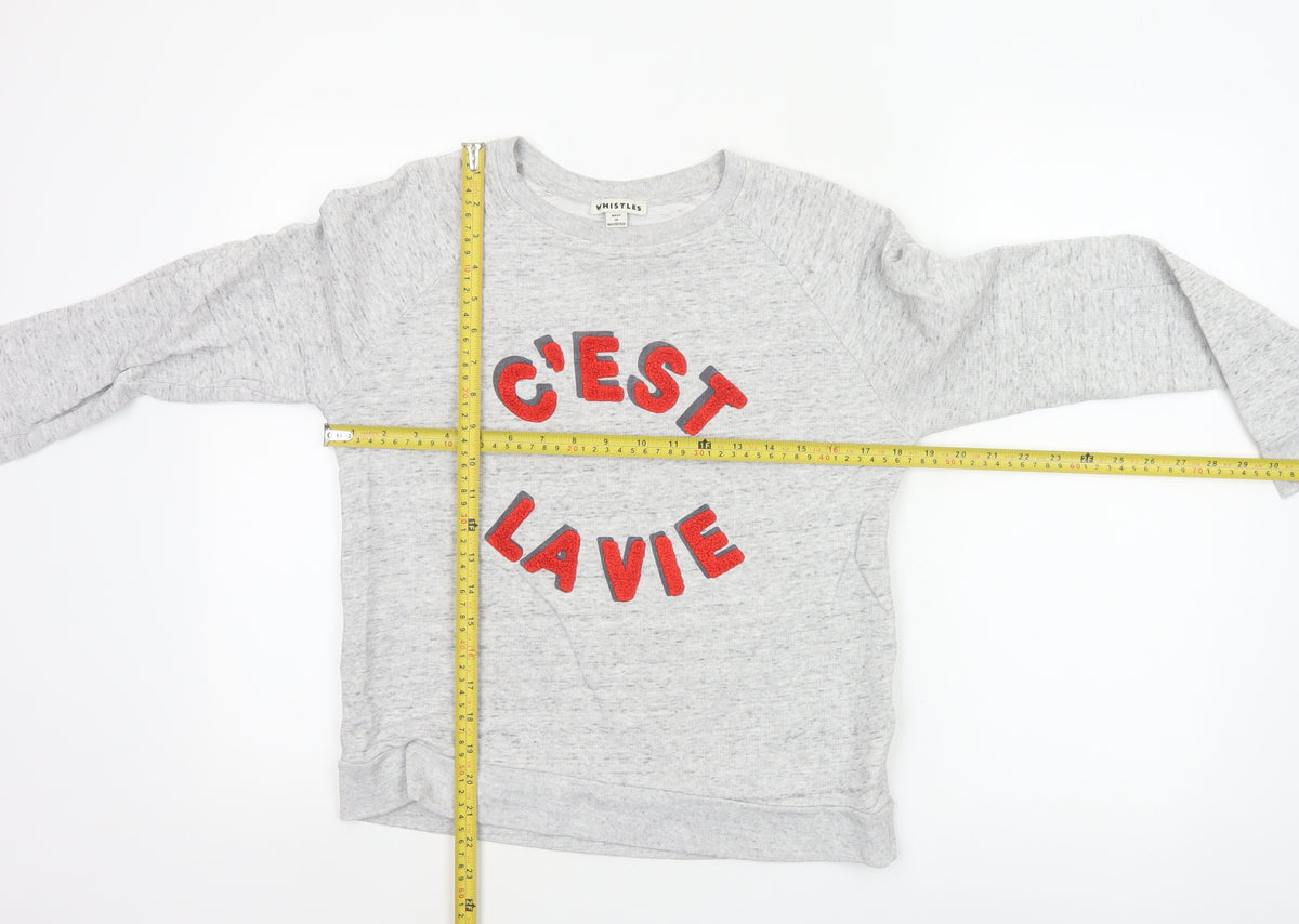 Whistles Women’s Grey S C’est La Vie Embroidered Pullover Sweatshirt
