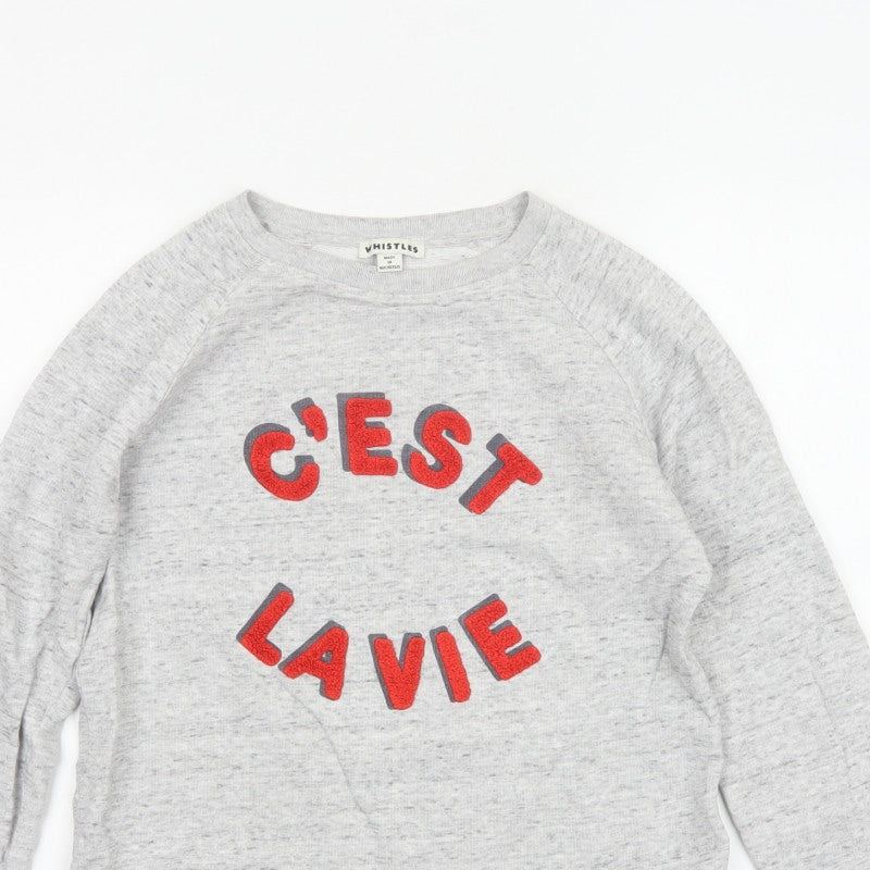Whistles Women’s Grey S C’est La Vie Embroidered Pullover Sweatshirt
