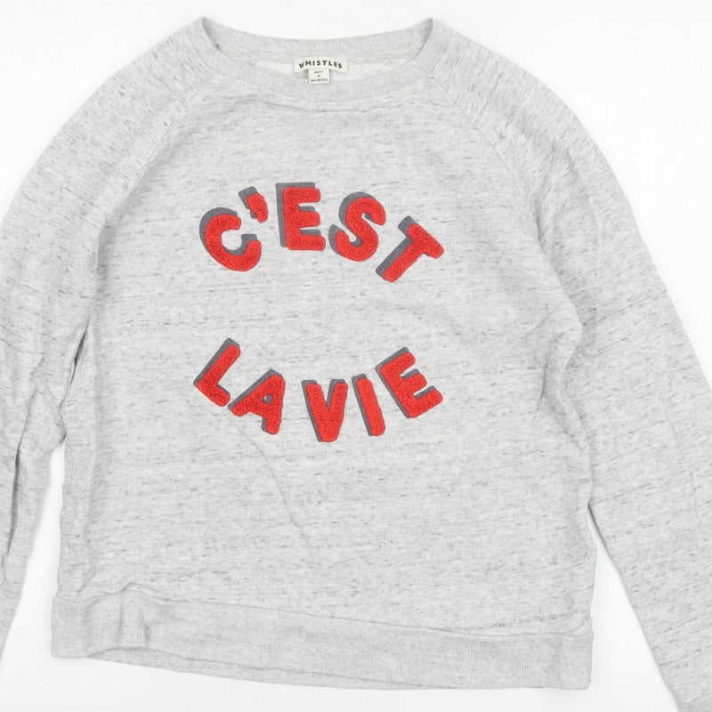 Whistles Women’s Grey S C’est La Vie Embroidered Pullover Sweatshirt
