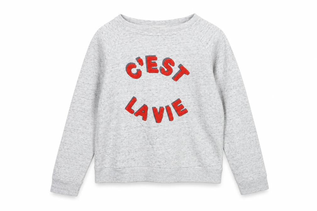 Whistles Women’s Grey S C’est La Vie Embroidered Pullover Sweatshirt