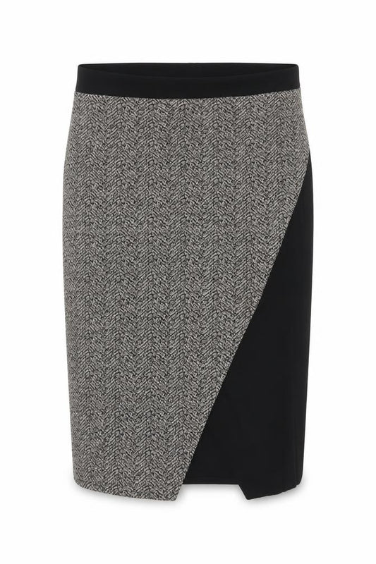 Tu Women Grey Black UK 18 Asymmetric Midi Pencil Stretch Skirt