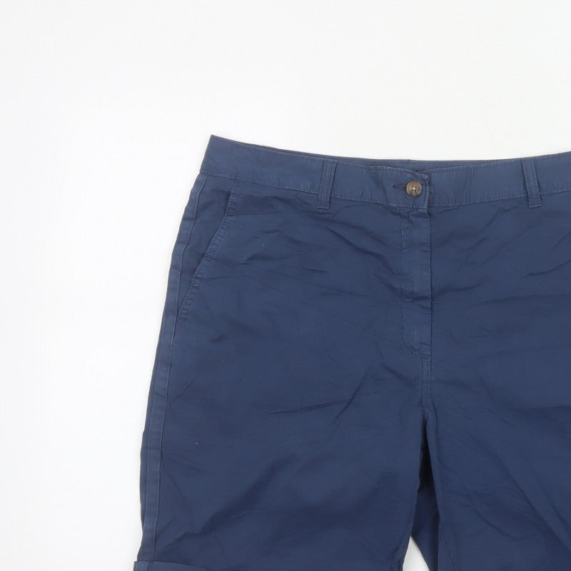 Marks & Spencer Women’s Blue Size 16 Cotton Chino Cuffed Shorts
