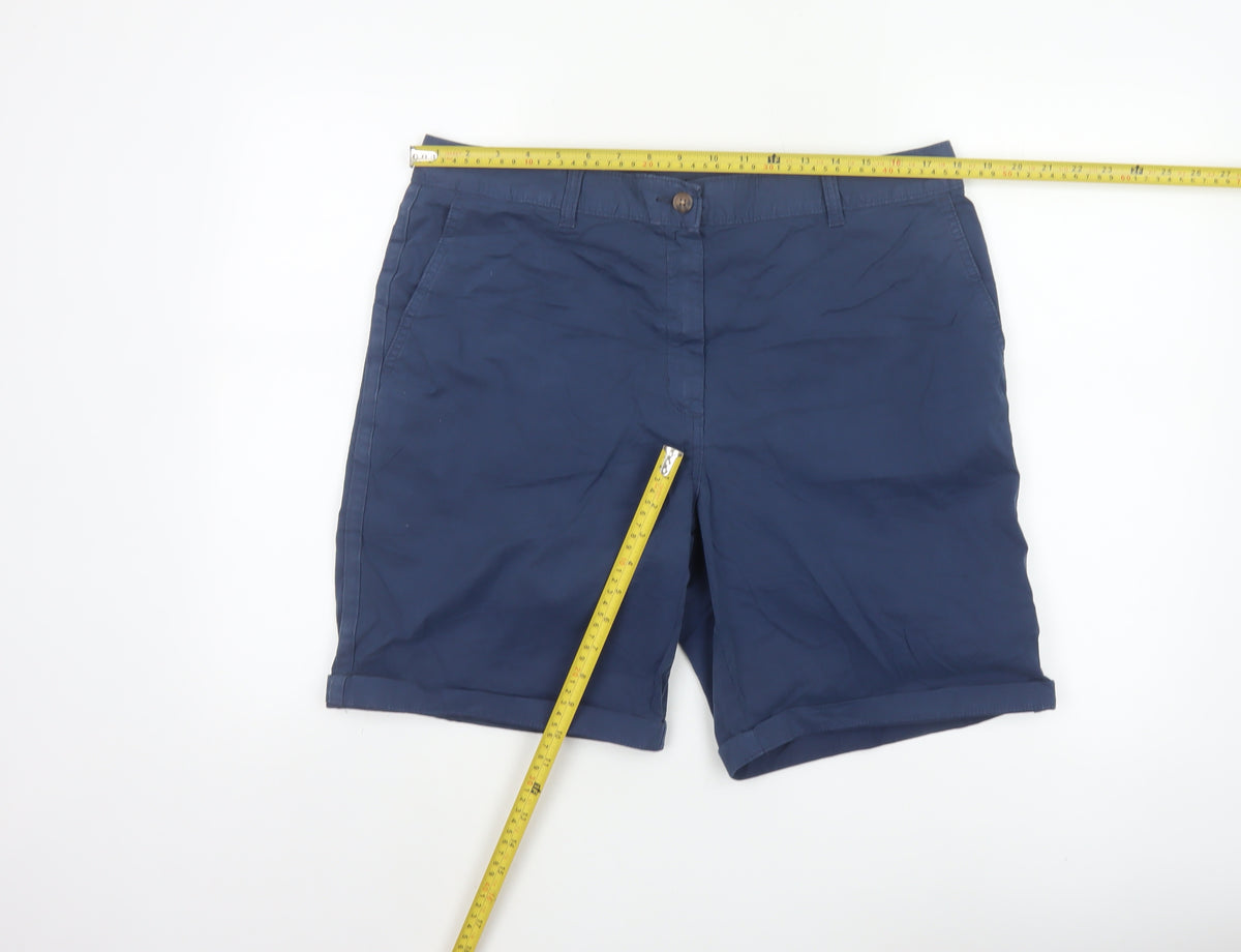 Marks & Spencer Women’s Blue Size 16 Cotton Chino Cuffed Shorts