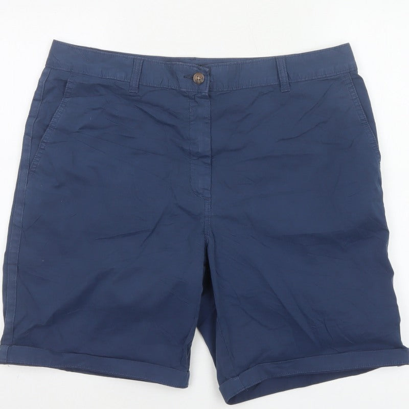 Marks & Spencer Women’s Blue Size 16 Cotton Chino Cuffed Shorts