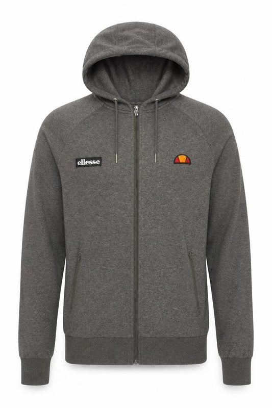 Ellesse Men’s Grey Full Zip Hooded Fleece Hoodie Size M Logo