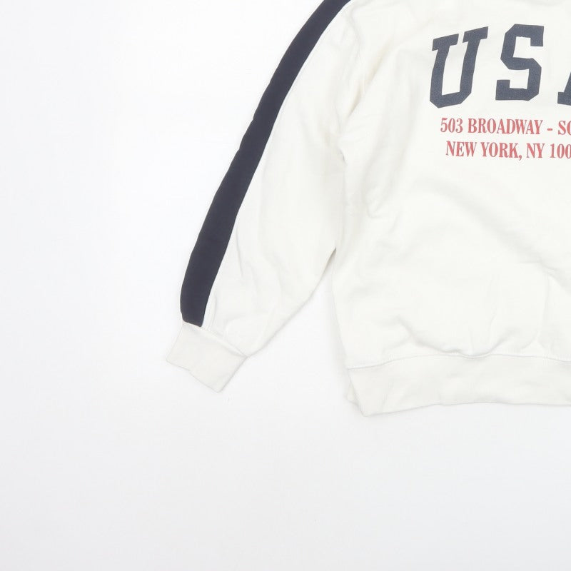 Zara Boys Ivory USA Graphic Print Pullover Sweatshirt Age 10 Years