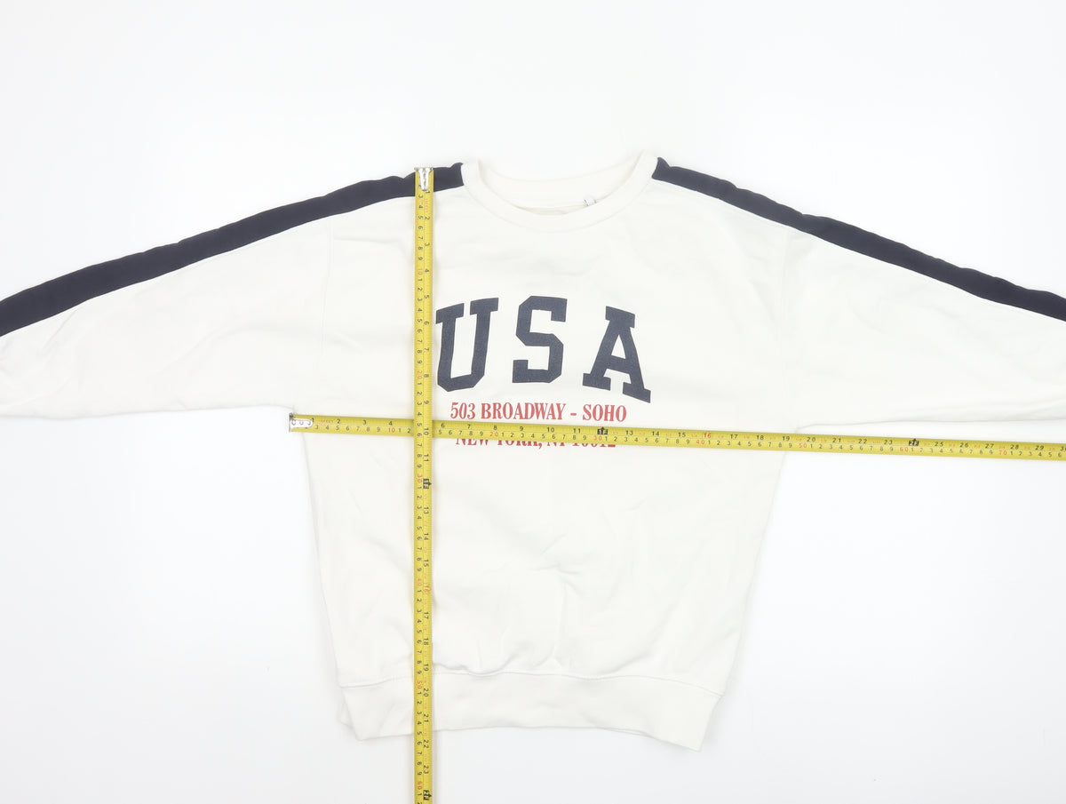 Zara Boys Ivory USA Graphic Print Pullover Sweatshirt Age 10 Years