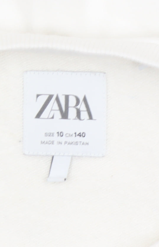Zara Boys Ivory USA Graphic Print Pullover Sweatshirt Age 10 Years