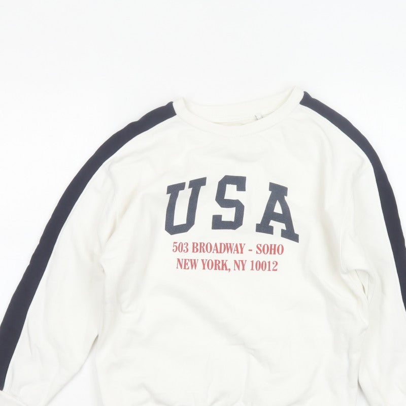 Zara Boys Ivory USA Graphic Print Pullover Sweatshirt Age 10 Years