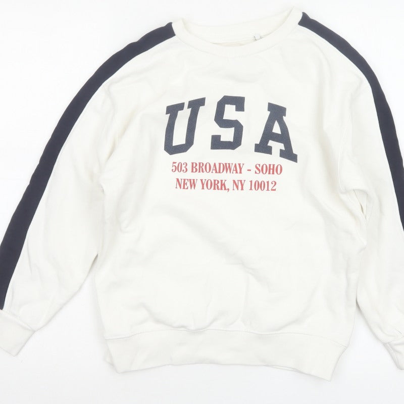 Zara Boys Ivory USA Graphic Print Pullover Sweatshirt Age 10 Years