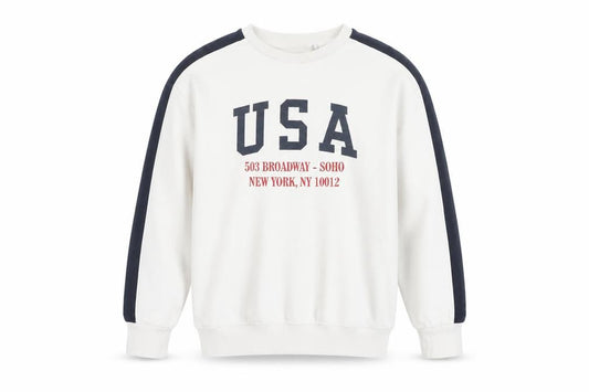 Zara Boys Ivory USA Graphic Print Pullover Sweatshirt Age 10 Years