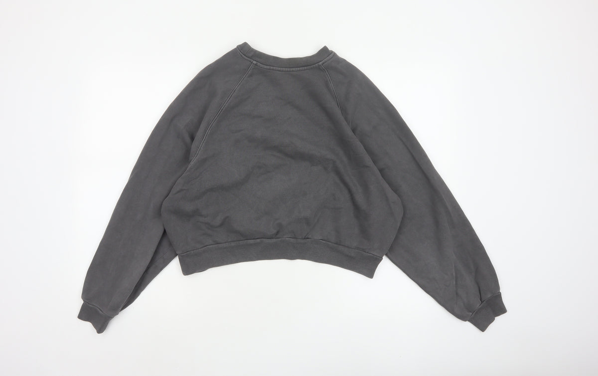 Levi's Premium Women's Grey M Cropped Embroidered Logo Raglan Sweatshirt