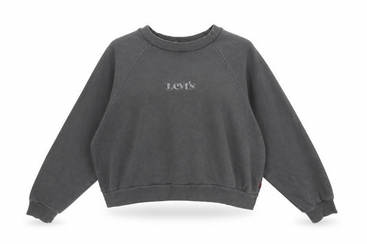 Levi's Premium Women's Grey M Cropped Embroidered Logo Raglan Sweatshirt
