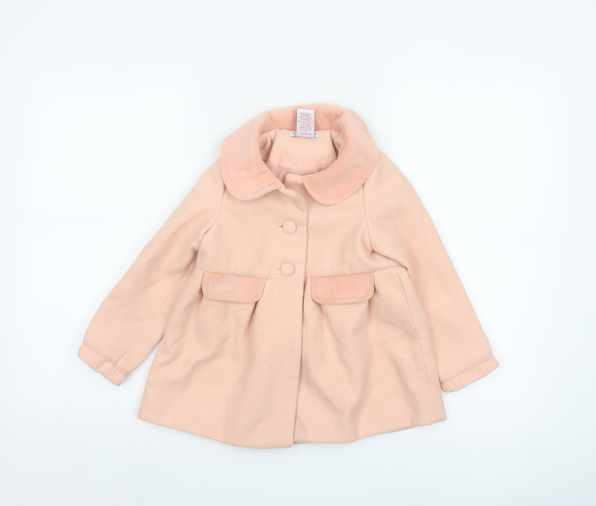 Cupcakes and Cashmere Girls Pink 3-4 Years Button Front Collared Coat