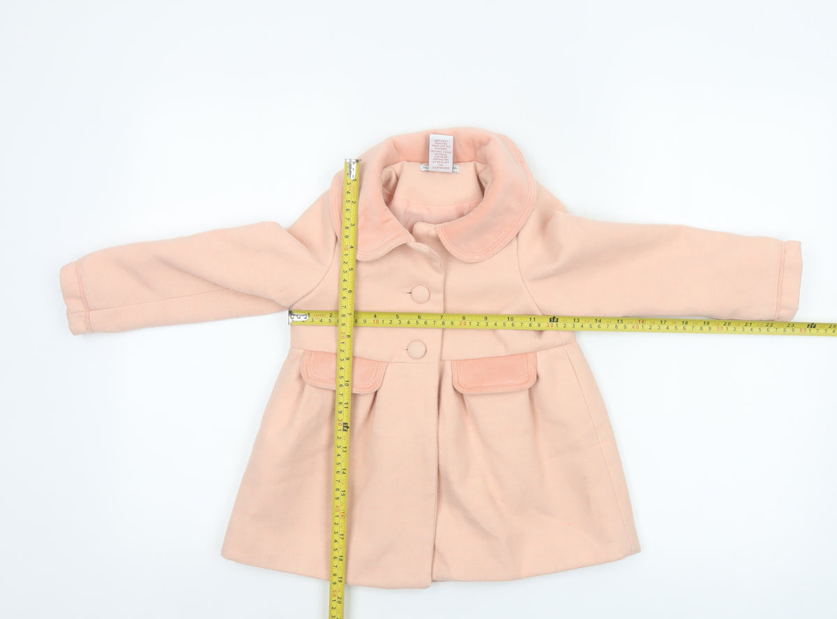 Cupcakes and Cashmere Girls Pink 3-4 Years Button Front Collared Coat