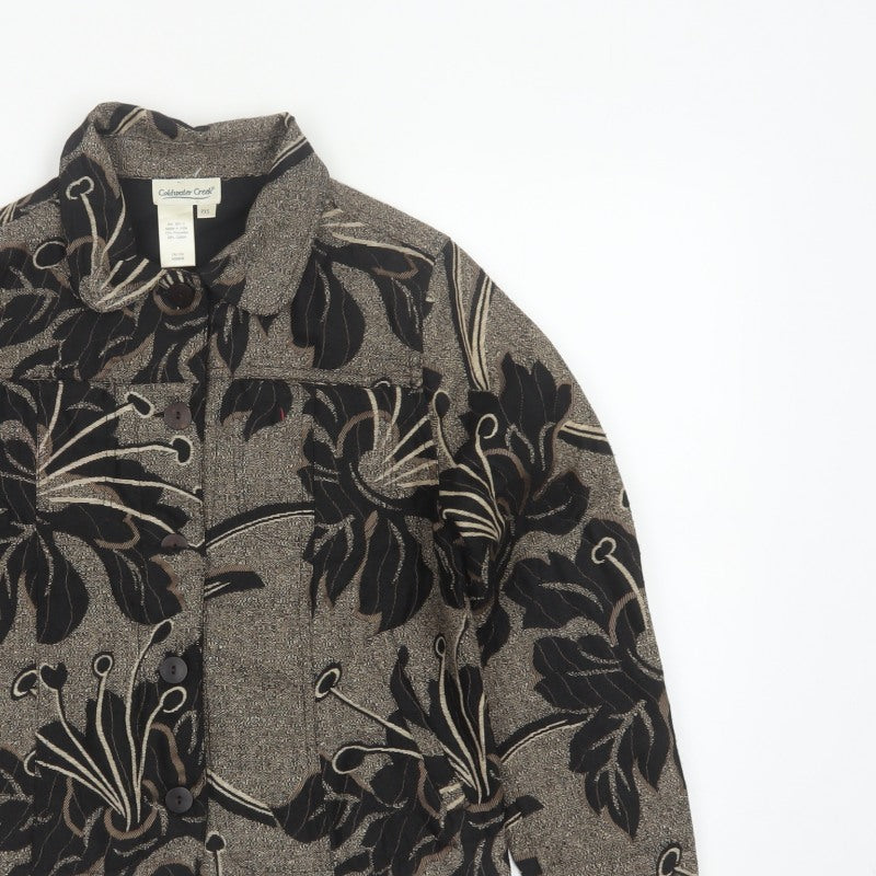 Coldwater Creek Women's Brown Floral Petite XS Button Jacket