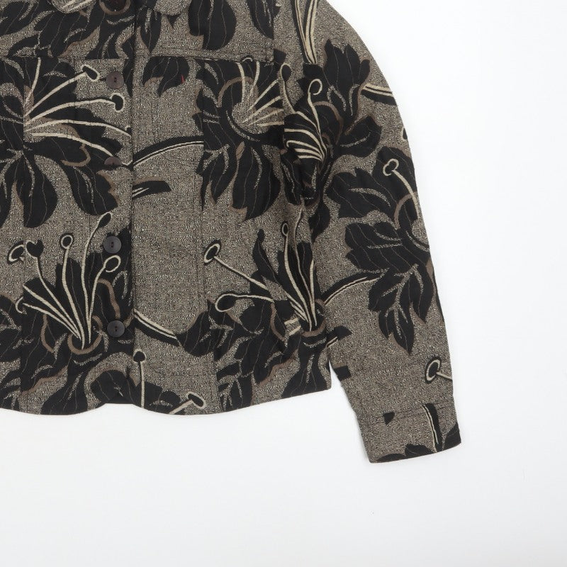 Coldwater Creek Women's Brown Floral Petite XS Button Jacket