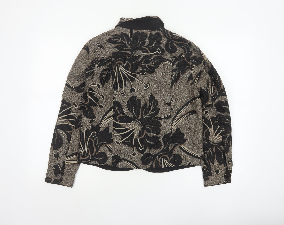 Coldwater Creek Women's Brown Floral Petite XS Button Jacket