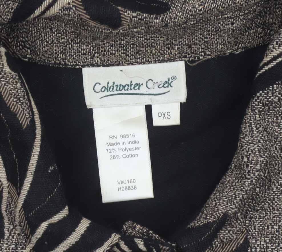 Coldwater Creek Women's Brown Floral Petite XS Button Jacket