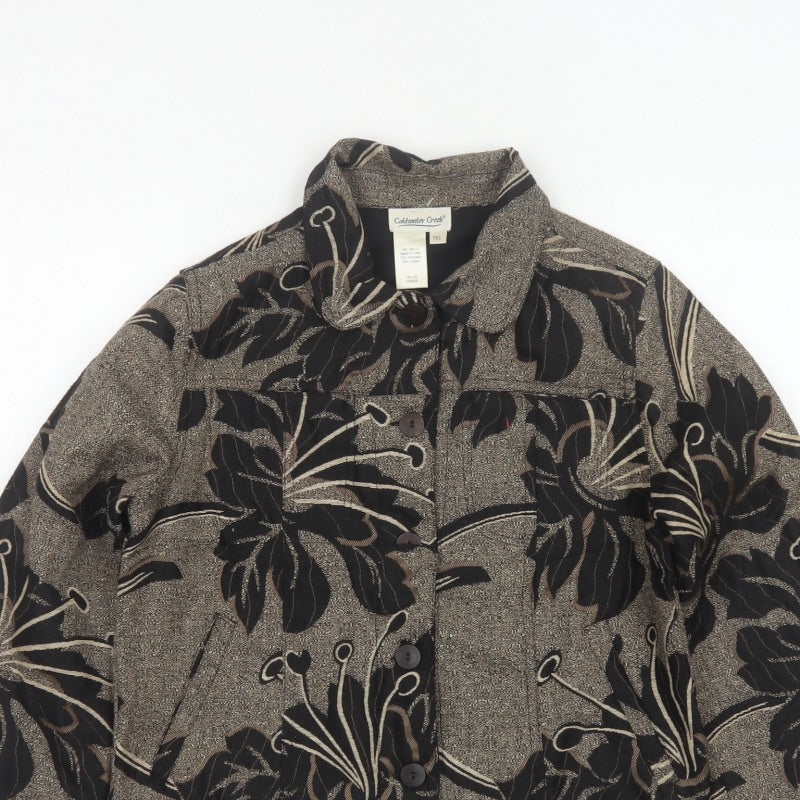 Coldwater Creek Women's Brown Floral Petite XS Button Jacket