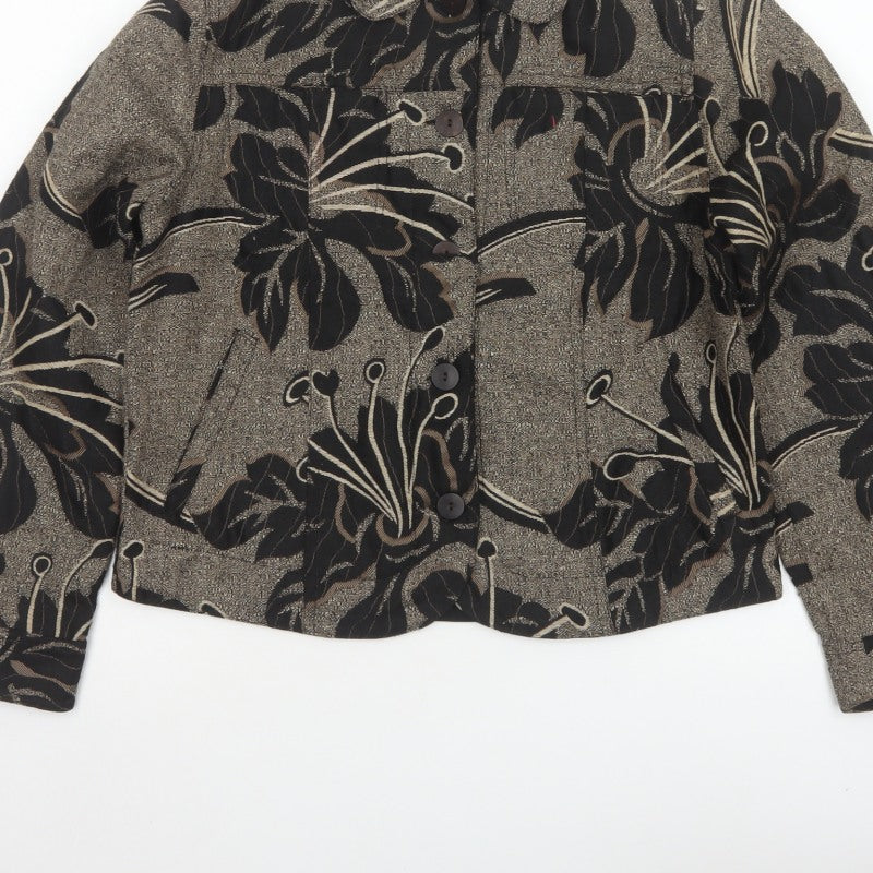 Coldwater Creek Women's Brown Floral Petite XS Button Jacket