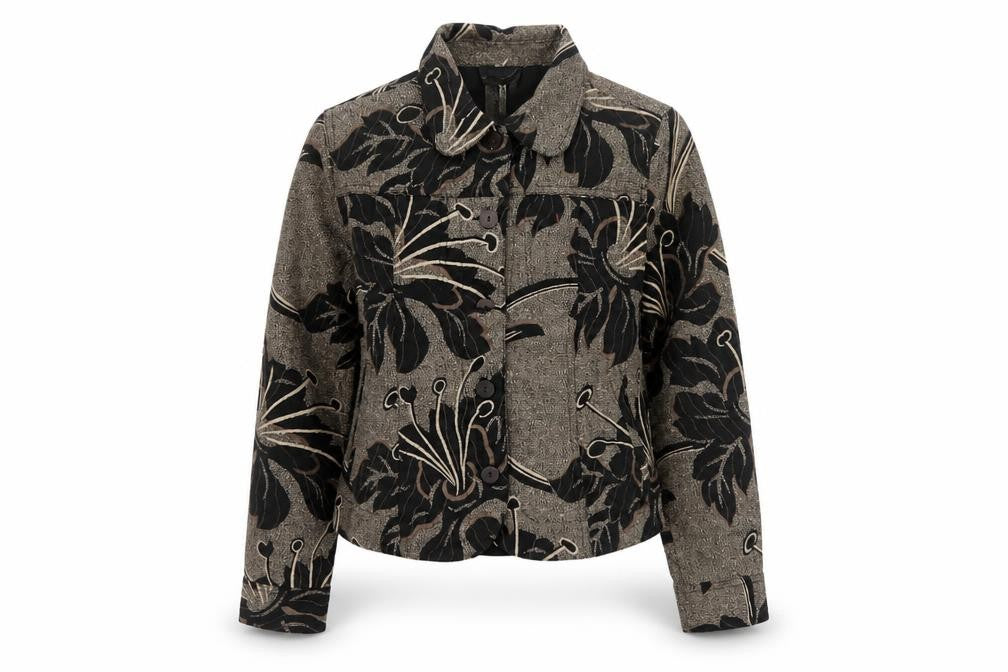 Coldwater Creek Women's Brown Floral Petite XS Button Jacket