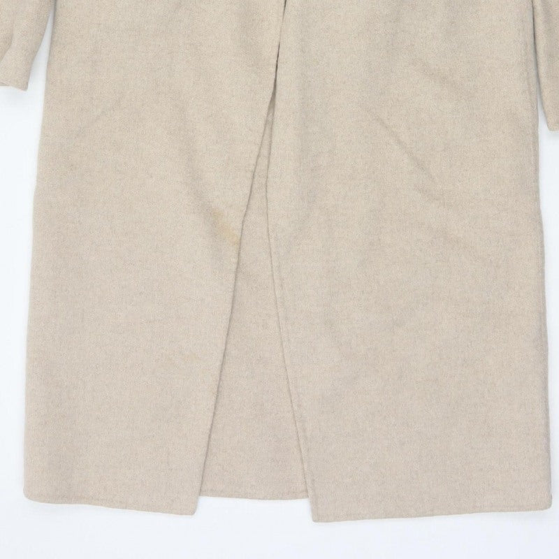 Zara Women Beige S Wool Blend Long Overcoat Single Breasted