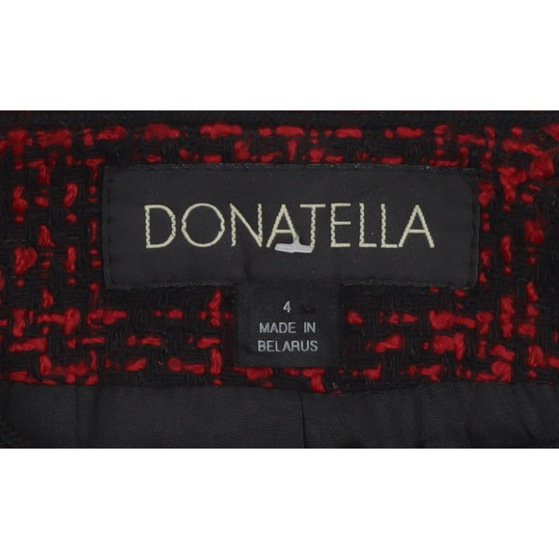 Donatella Women’s Red Black Check Tweed Button Jacket Size 4