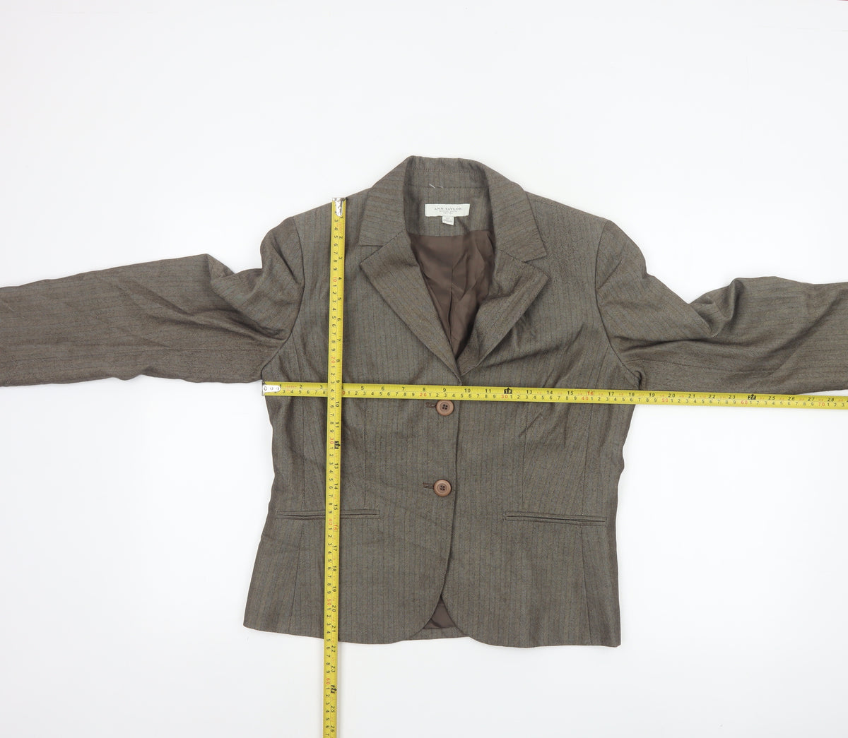 Ann Taylor Women’s Brown Herringbone Blazer UK 12 Petite Lined