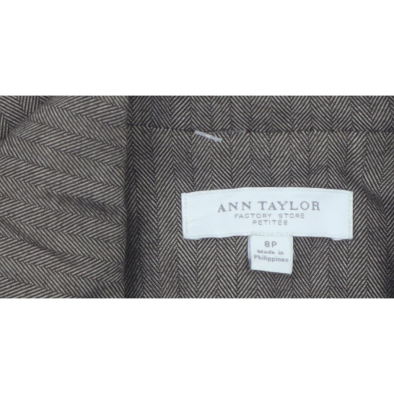 Ann Taylor Women’s Brown Herringbone Blazer UK 12 Petite Lined