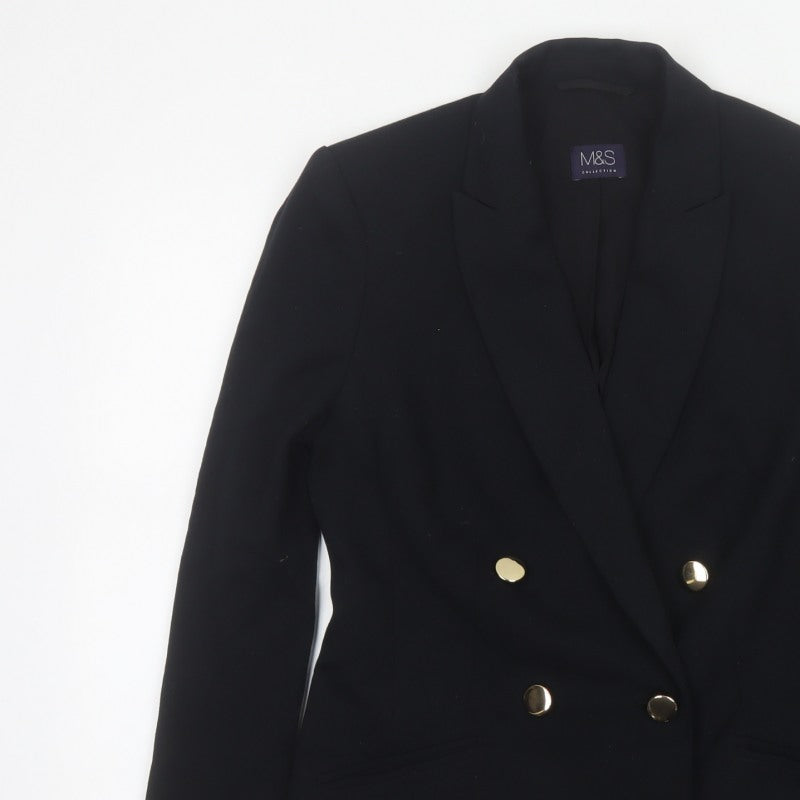 Marks & Spencer Women’s Black UK 8 Double-Breasted Gold Button Blazer