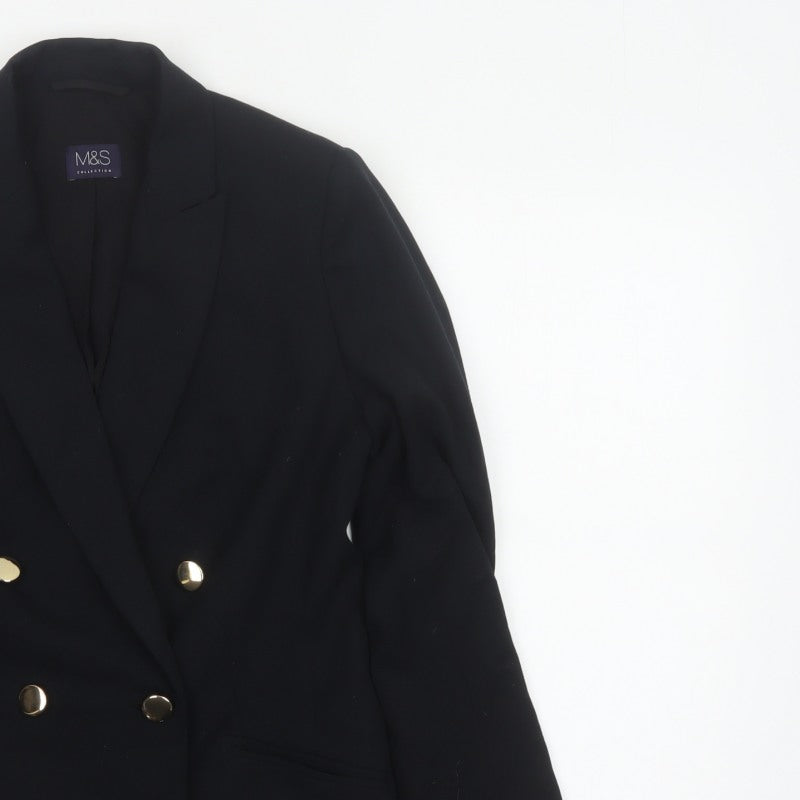Marks & Spencer Women’s Black UK 8 Double-Breasted Gold Button Blazer